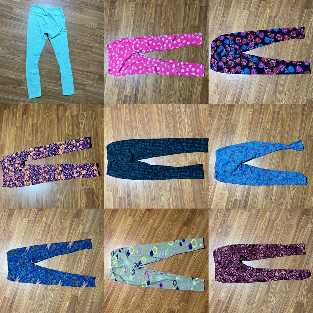 LuLaRoe OS leggings multicolored and multiple pairs